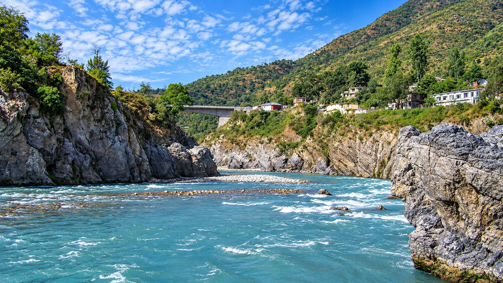 Tattapani Hot Springs and Sutlej River